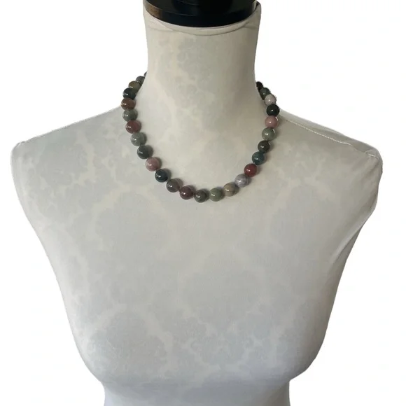 Multicolor Agate Beaded Necklace – 18” Genuine Stone Jewelry - Picture 6 of 6
